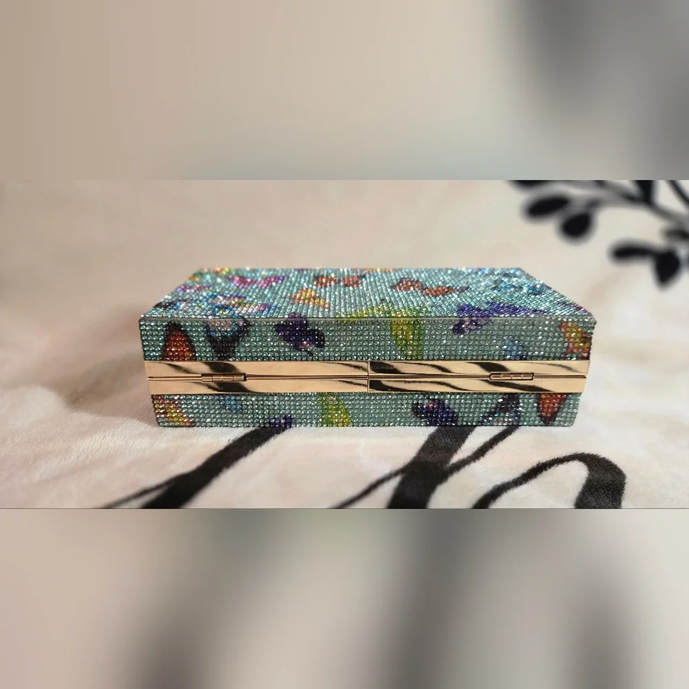 NWOT Butterfly Rhinestone Clutch (Green) - Picture 6 of 10